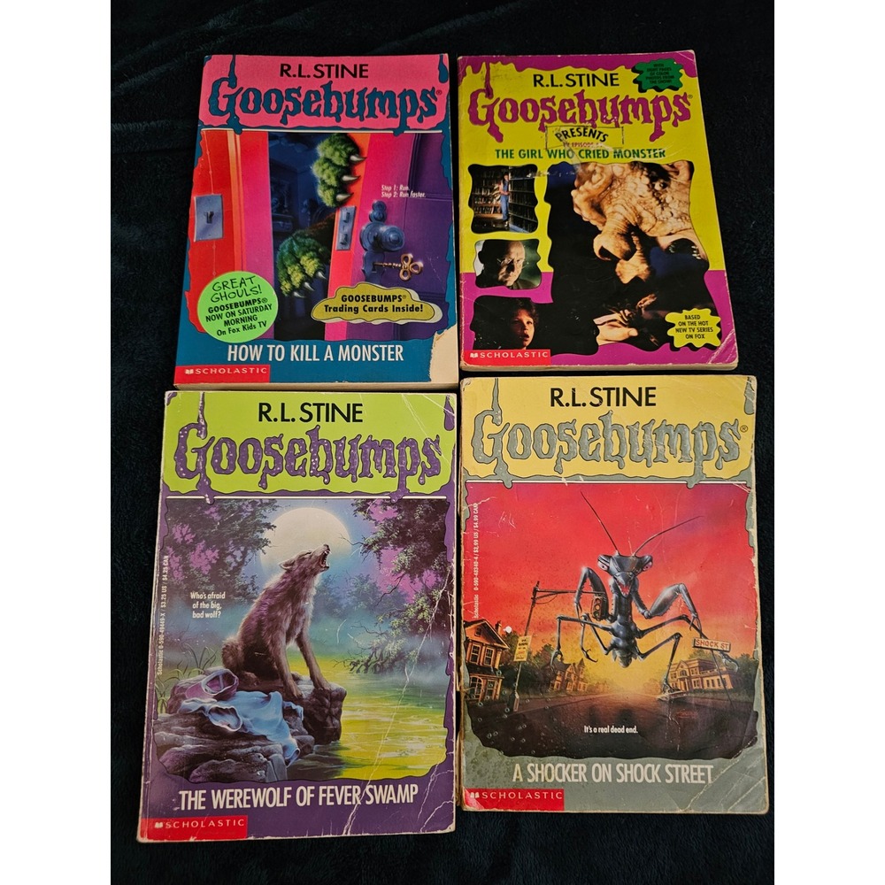 Vintage R.L. Stine Goosebumps Book Lot of 4 Werewolf Fever Swamp Shocker Street
